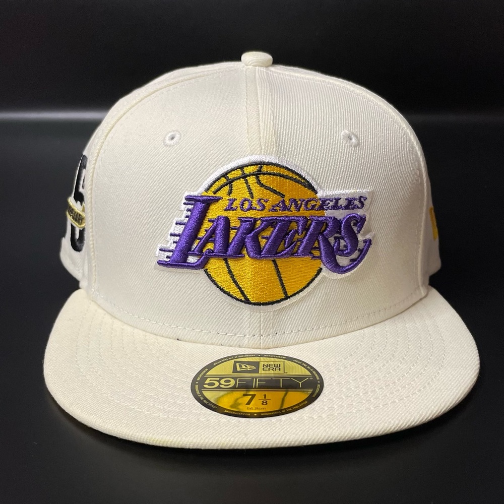 Los Angeles New Era Lakers 59FIFTY Fitted Hat Off White 75 Year Patch